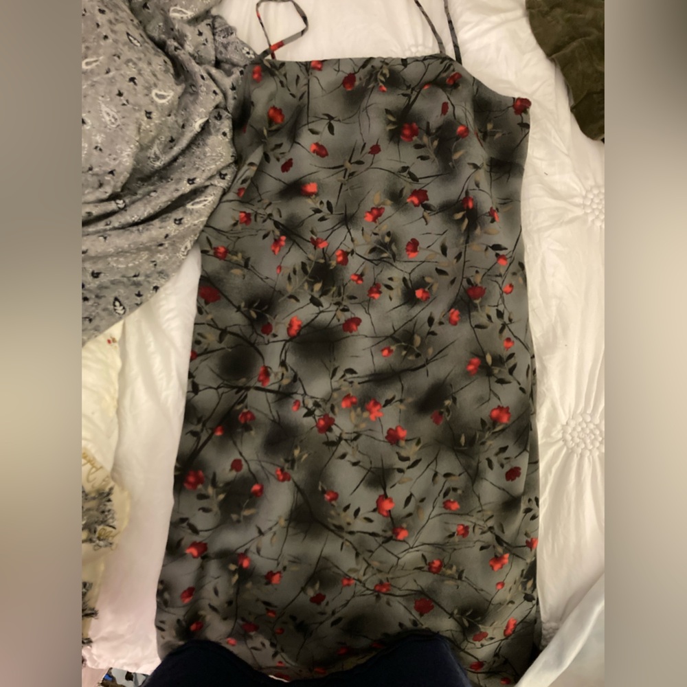 Marc Jacobs Gray and Red Floral Fabric